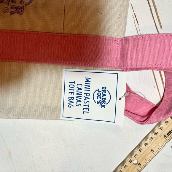 Set of 4 Trader Joe's mini Pastel Canvas Tote Bags:Pink, Blue, Green, Purple NWT - Picture 5 of 10